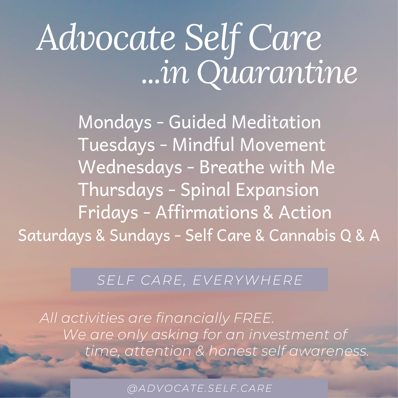 Advocate Self Care in Quarantine